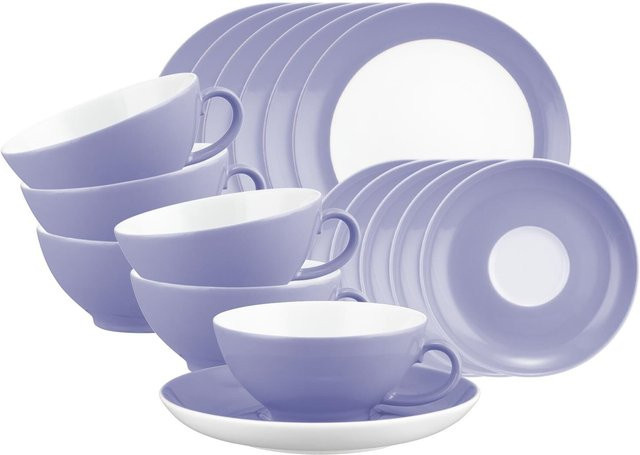 Seltmann Weiden Teeservice Liberty Pure Colors aus Porzellan, 18er Set, Lila - Bild 1