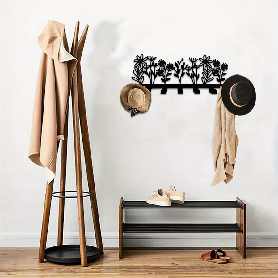 CIFBUY Wand-Organizer aus schwarzem Metall mit 7 rostfreien Haken zur Wandmontage - Bild 2