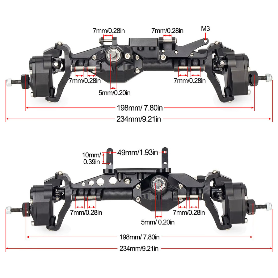 MALOM RC Aluminium 4WS Offset-Portalachssatz mit Servohalterung, 1:10, Zubehör - Bild 2
