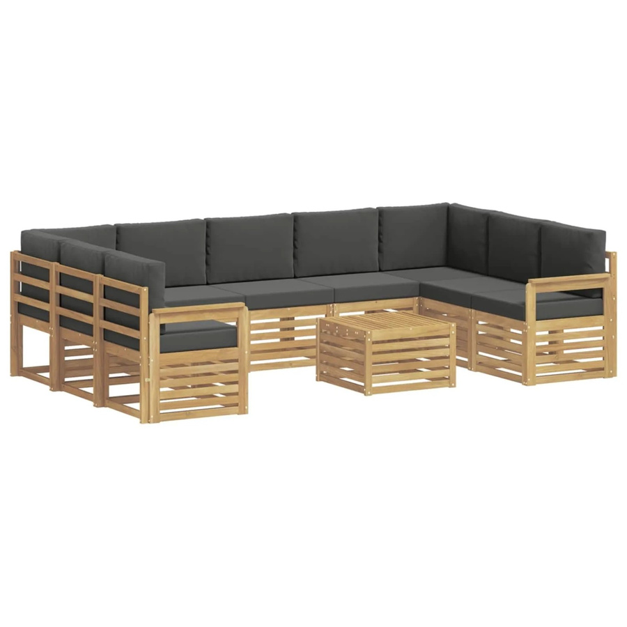 vidaXL Outdoor-Sofagarnitur 8-teilig in L-Form aus Akazienholz mit Polstern, Weiß und Anthrazit, B/T/H: 59 x 59 x 37 cm - Bild 2