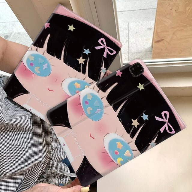 DecoPhone iPad Pro und iPad Air Dreifach-Faltetui mit Comic-Mädchen Design in Multicolour - Bild 1