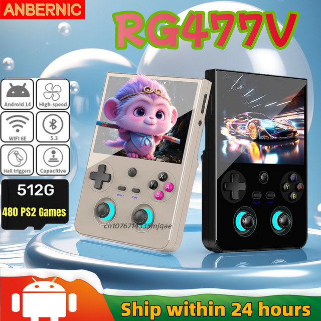 Anbernic RG477V Retro Handheld-Videospielkonsole in Schwarz mit 4,7 Zoll LTPS In-Cell Display und Android 14 - Bild 1