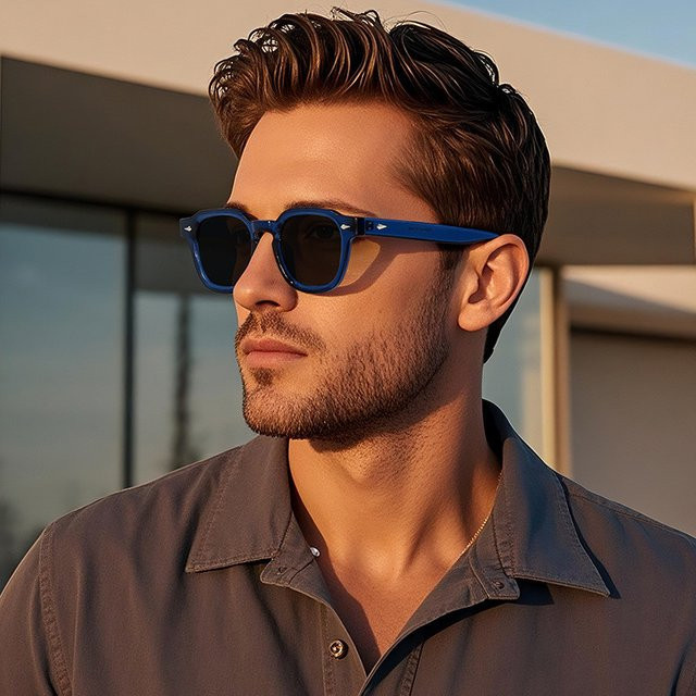 Samjune Sonnenbrille, quadratisch, Vollrand, Kunststoff, blau, Unisex - Bild 1