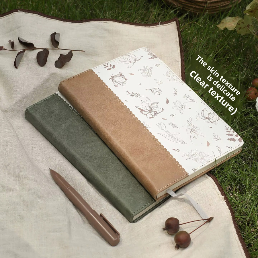 Hochwertiges A5 Notizbuch mit Hardcover aus Kunstleder in Braun, liniertes Papier - Bild 4