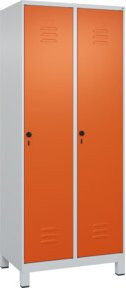 C+P Spind Classic PLUS Garderobenschrank mit 2 Abteilen, Grau/Orange, B/T/H: 195 x 80 x 50 cm - Bild 1