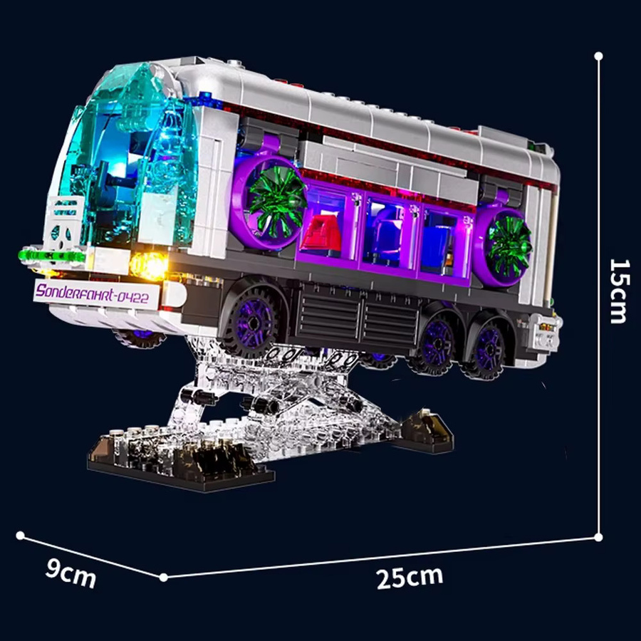 barweer Cyberpunk Zukunftsbus, Klemmbausteine, mit 2 Figuren, LED-Bausteine - Bild 5