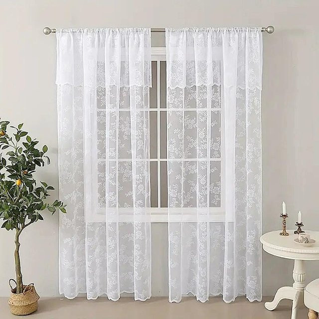Weiße Rosenvorhänge aus Polyester für ein modernes und romantisches Wohndesign - Bild 1