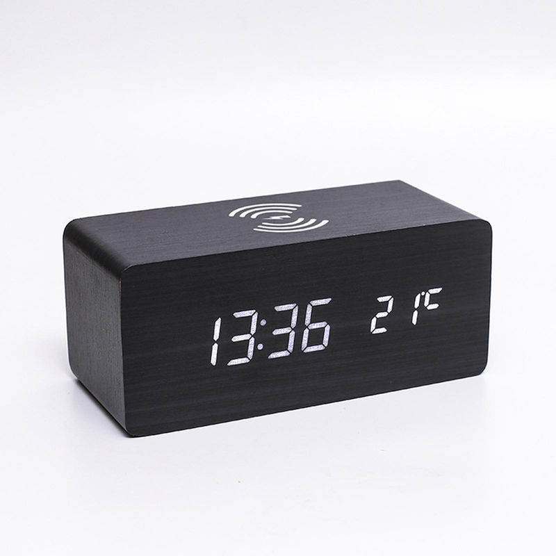 TOMTOP JMS Digitaler Wecker aus Holz mit LED-Anzeige, kabellosem Laden, Thermometer und Datumsanzeige, Braun, B/T/H: 16,8 x 7,2 x 7,2 cm - Bild 11