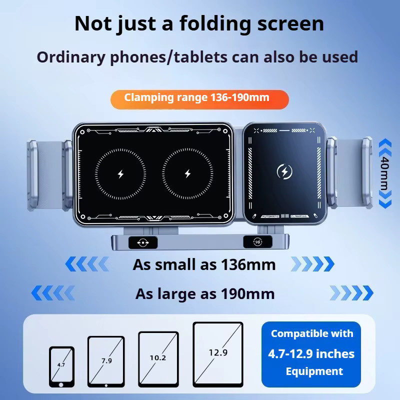 Eary Kabelloses Auto-Ladegerät 15W und Autohalterung für Lüftungsschlitz oder Armaturenbrett in Schwarz, kompatibel mit Samsung Z Fold 7 6 5 4 und iPhone 17 Pro Max - Bild 4