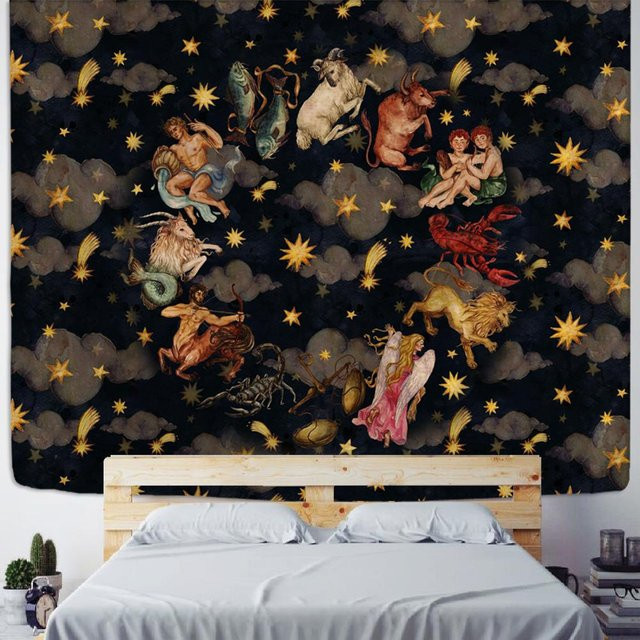 Bohemian Wandteppich Super Six mit abstraktem Körper-Ölgemälde in Schwarz und Multicolour, Breite: 95 cm, Höhe: 70 cm - Bild 1