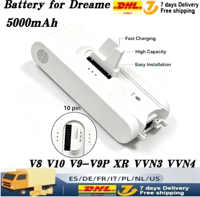 Dreame Ersatzakku Li-Ionen 5000mAh in Weiß für V8 V10 V9P XR VVN3 VVN4 - Bild 1