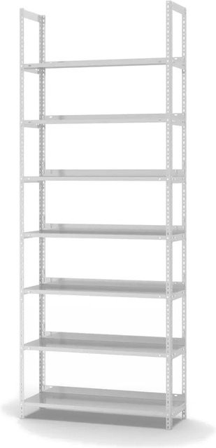 PROREGAL Aktenregal Schraubsystem Grundregal aus Stahl in Lichtgrau, H x B x T: 250 x 100 x 30 cm, 7 Ebenen, Fachlast 60 kg, einseitig nutzbar - Bild 1