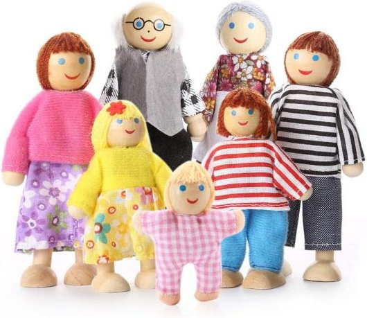 VenTen Familienpuppen, Holzfiguren, 7-teiliges Set, pink - Bild 1