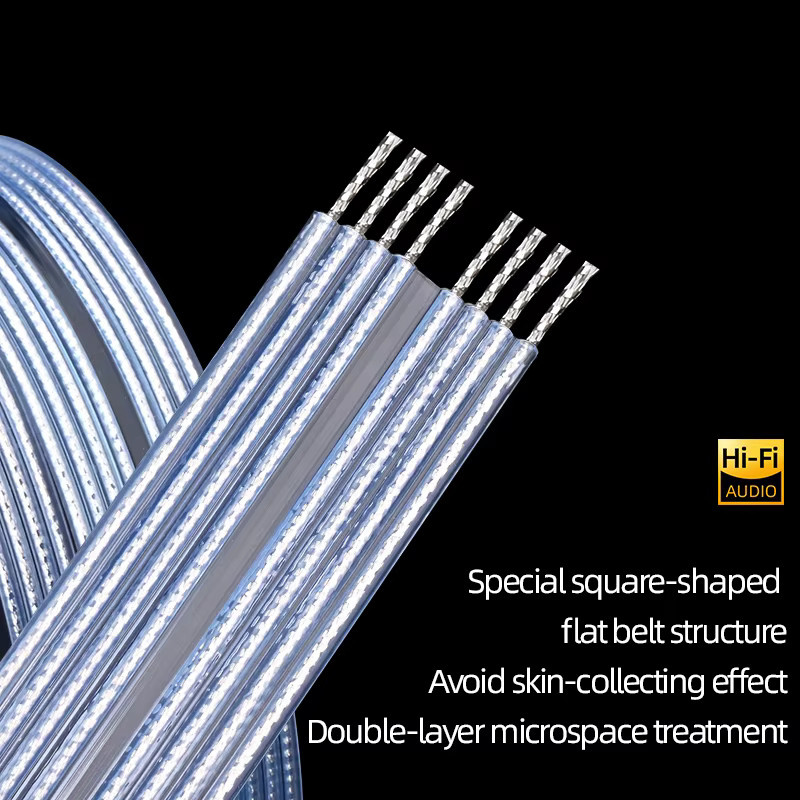 ERUMPENT Versilbertes HiFi RCA Audiokabel in Blau mit quadratischer Flachbandstruktur, 2RCA zu 2RCA Verbindungskabel für CD-Player und Verstärker - Bild 3