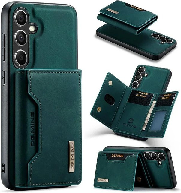 2-in-1 Magnetische Leder Geldbörse Handyhülle mit Kartensteckplatz für Samsung Galaxy S25 S24 S23 Ultra S22 S21 Plus A14 A34 A54 A24 in Grün - Bild 1