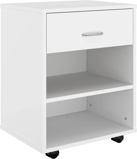 vidaXL Rollschrank Weiß aus Holzwerkstoff mit modernem Design für dein Büro, B/T/H: 46 x 36 x 59 cm - Bild 1