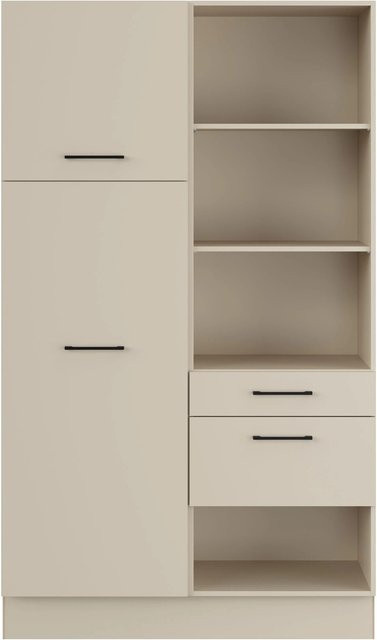 Impuls Küchen Hauswirtschaftsmodul HWR412006 in Kieselgrau mit Soft-Close-Türen und Regalböden, Breite: 120 cm - Bild 1