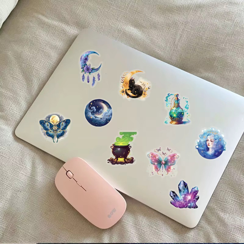 50 wasserfeste PET-Aufkleber aus der Magic Planet-Serie in Multicolour zum Dekorieren von Handbüchern, Thermobechern und Koffern - Bild 2