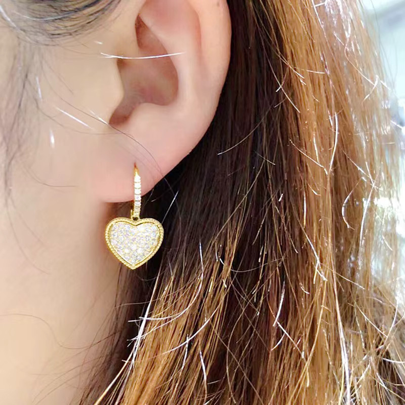 Huitan Herz-Ohrringe, Zirkonia, Gold, Damen - Bild 2