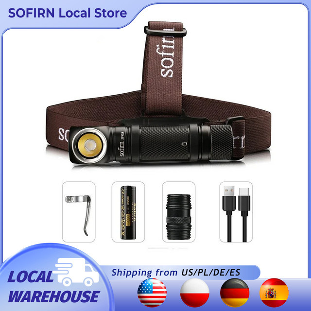 Sofirn SP40A Stirnlampe mit 1200 lm, USB-C wiederaufladbarer Scheinwerfer mit Magnet-Schwanzkappe und TIR-Optik, Schwarz - Bild 1