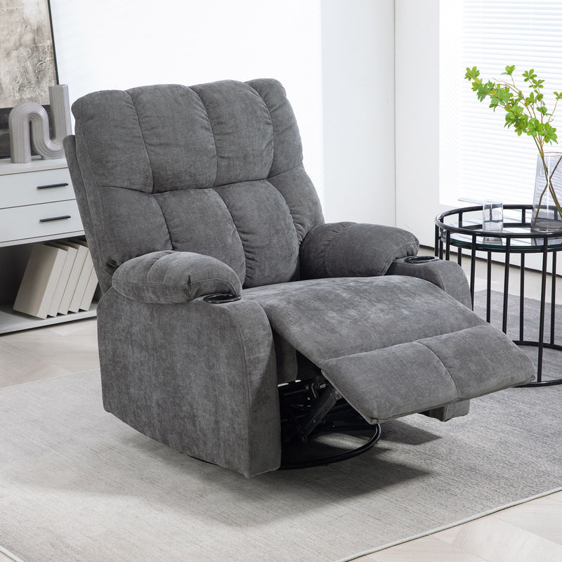 HOMCOM TV-Sessel mit Liegefunktion in Dunkelgrau, 360 Grad drehbar und 135 Grad neigbar, mit Taschenfederkern und Becherhalter, B/T/H: 88 x 96 x 108 cm - Bild 2