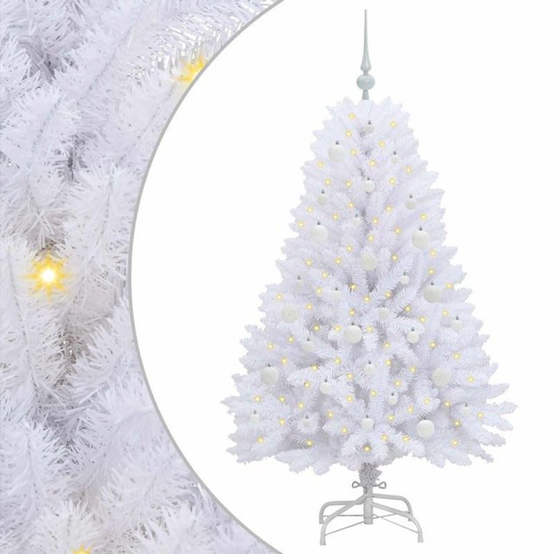 VidaXL Künstlicher Weihnachtsbaum Weiß, Klappbar, Höhe: 150 cm, aus PVC und Metall - Bild 1