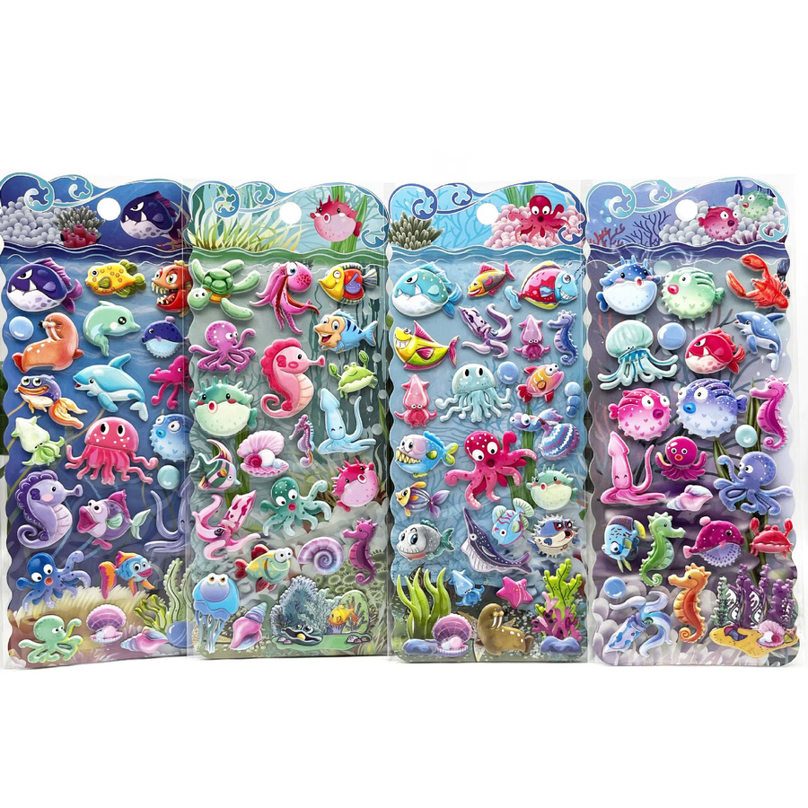 4 Stück Oktopus 3D Puffy Aufkleber in Multicolour für Scrapbooking und DIY Journaling - Bild 4