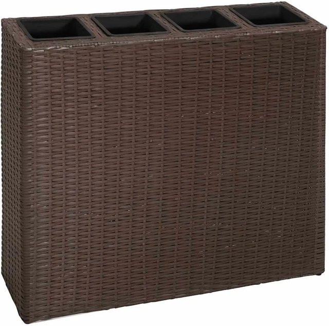 DELUKE Hochbeet aus Poly Rattan mit 4 Innentöpfen in Braun-antik, Pflanzkübel für Garten, Balkon und Terrasse, B/T/H: 79 x 22 x 76 cm - Bild 1
