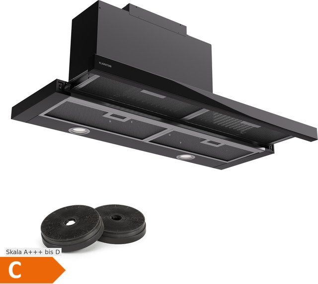 Klarstein Mariana 90 Neo Flachschirmhaube in Schwarz mit 547 m³/h Absaugleistung, LED-Display und Ab-/Umluft-Funktion - Bild 1