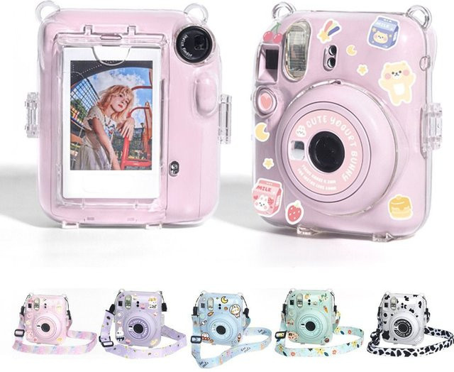 Fujifilm Instax Mini 12 Transparente Kameratasche mit Schultergurt und Aufklebern - Bild 1