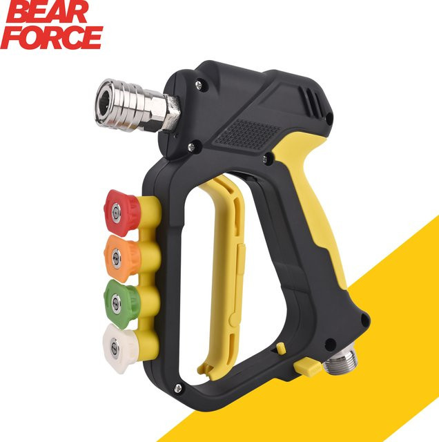 BEAR FORCE Hochdruckreiniger Spritzpistole mit M22-ID14mm Einlass, 1/4 Zoll Schnellkupplung Auslass und Düsenspitzenhalter für bis zu 5000 PSI - Bild 1