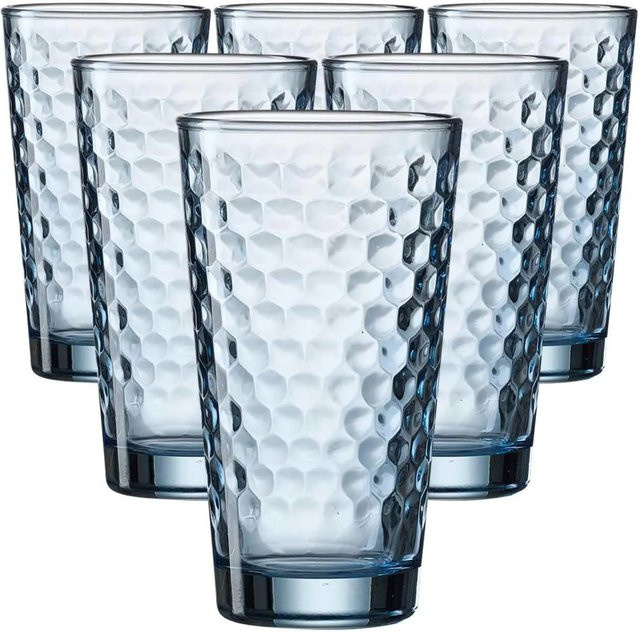Ritzenhoff & Breker Favo Longdrinkgläser Tumbler mit geometrischem Design, Blau, 6er Set, 400 ml - Bild 1