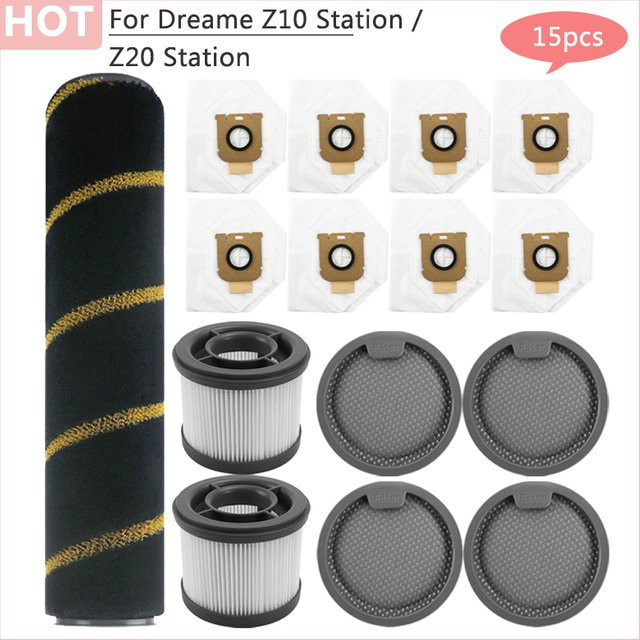 Dreame Z10 Station und Z20 Station Zubehör-Set mit Vorder- und Hinterfiltern, Rollbürste und Staubbeuteln in Schwarz - Bild 1