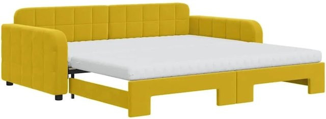 vidaXL Tagesbett ausziehbar mit Matratze in Gelb aus Samt, B/T/H: 223 x 100 x 71 cm - Bild 1