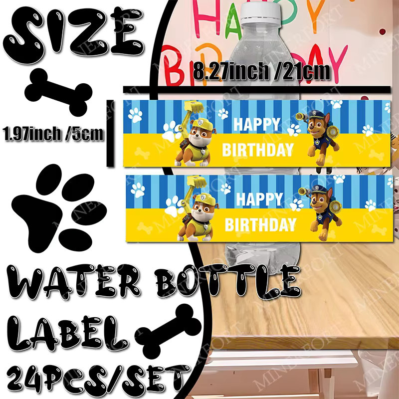 Selbstklebende Paw Patrol Etiketten für Wasserflaschen in Multicolor für Kindergeburtstage und Partys - Bild 5