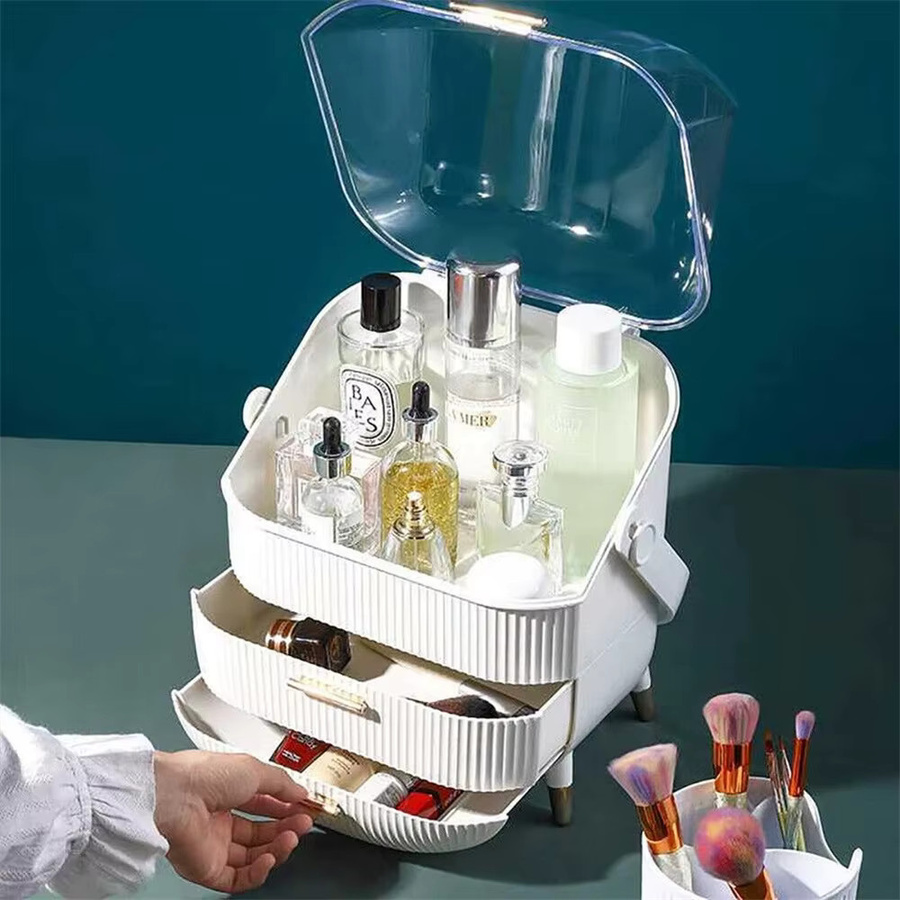 YMOLGA Make-up-Organizer für das Badezimmer mit 2 Schubladen in Weiß - Bild 2