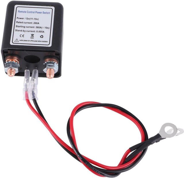 Koogeelife Autobatterie Trennschalter mit Fernbedienung und Kupferklemme für Automobil 12V 200A weiß - Bild 1