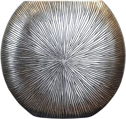 Vivanno Bodenvase Atena in Solissilber mit Sonnenstrahl-Struktur, modern und kreisförmig, B/T/H: 18 x 50 x 55 cm