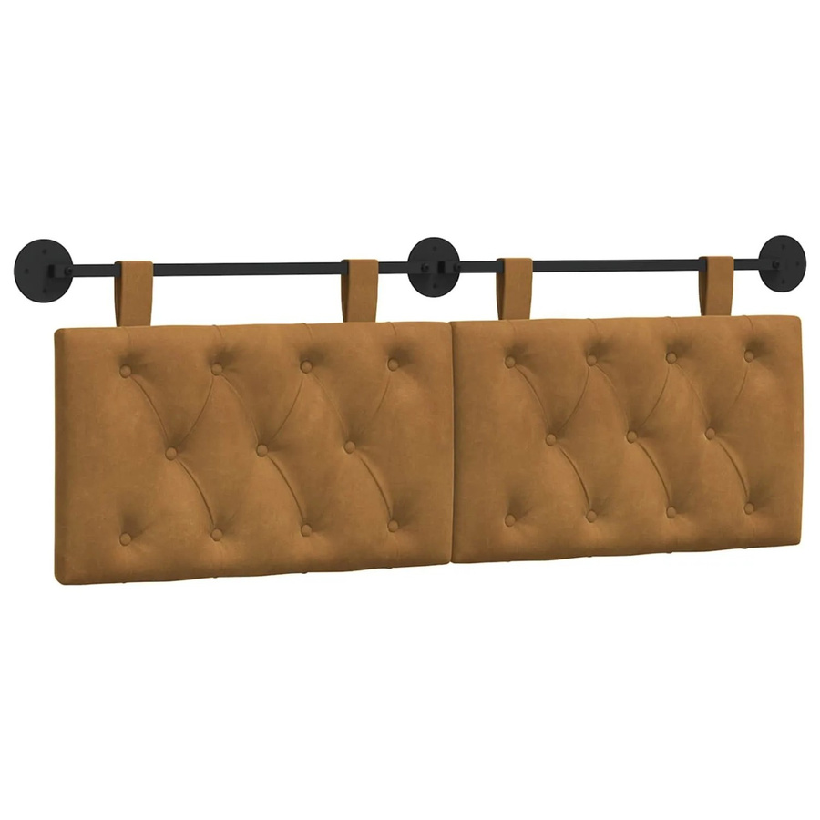 vidaXL Wandmontiertes Hängeelement in Braun mit Samtbezug B/T/H: 150 x 55 x 7 cm - Bild 2