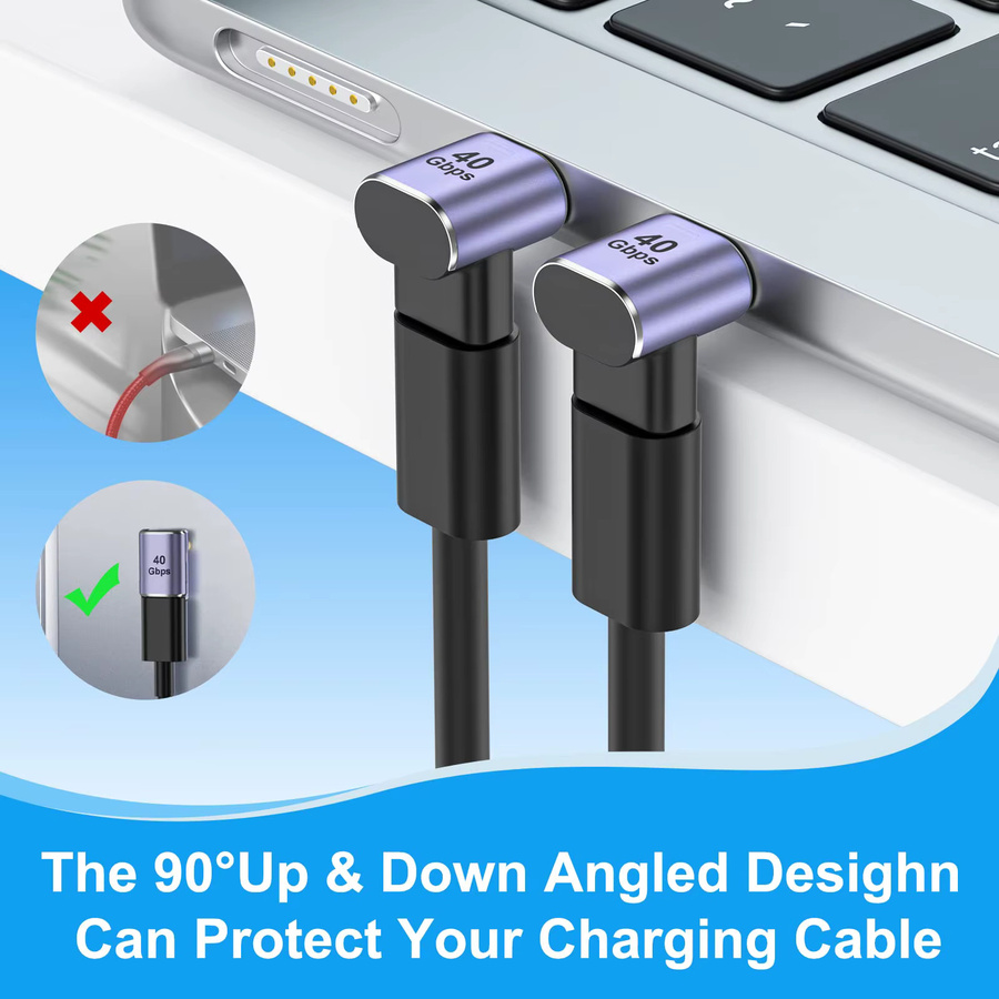 NNBILI USB-C 90-Grad-Adapter mit USB4 40 Gbit/s, PD 100 W und 8K 60 Hz Videoauflösung, kompatibel mit Thunderbolt 4, MacBook, Deck und Switch - Bild 2