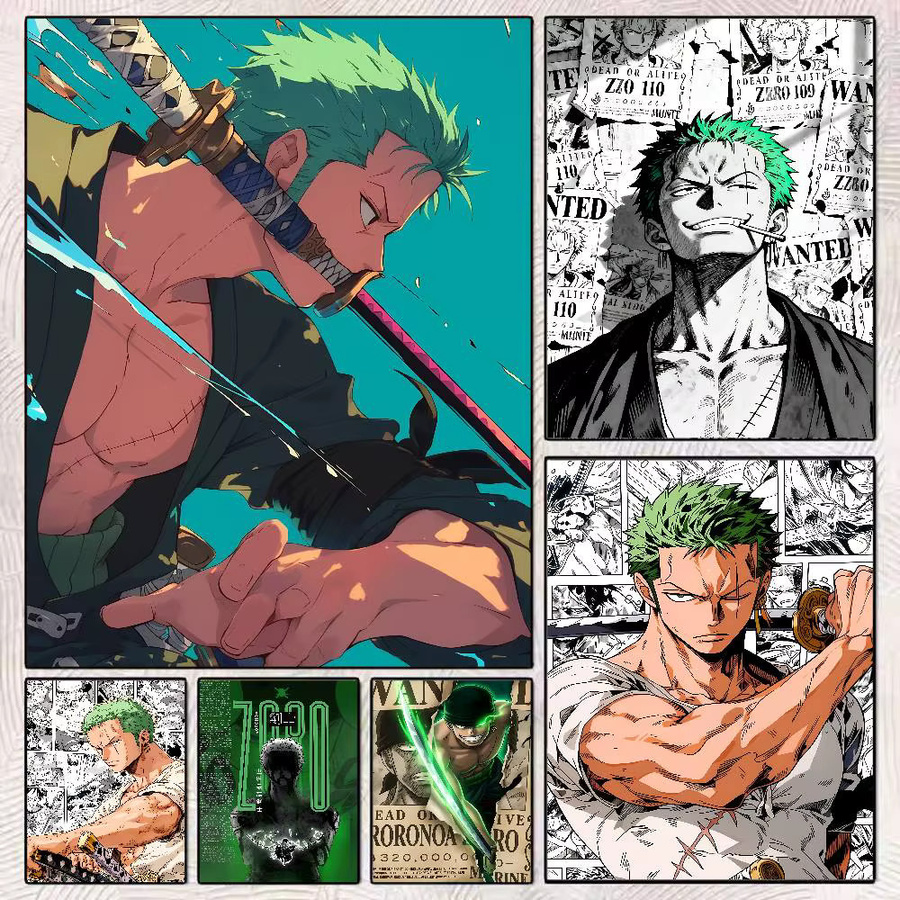 One Piece Roronoa Zoro Wano Arc Anime-Poster von Bandai als HD-Leinwand-Wandkunst in Mehrfarbig - Bild 6