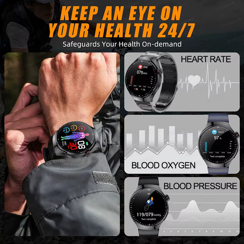 GUHUAVMI Smartwatch, Rund, Silikon, Schwarz, Pink - Bild 4