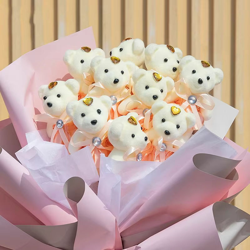 10er Set Bär-Figuren als Cartoon-Puppen für Hochzeitsdekoration und Geburtstagsgeschenke in Weiß und Mehrfarbig - Bild 3