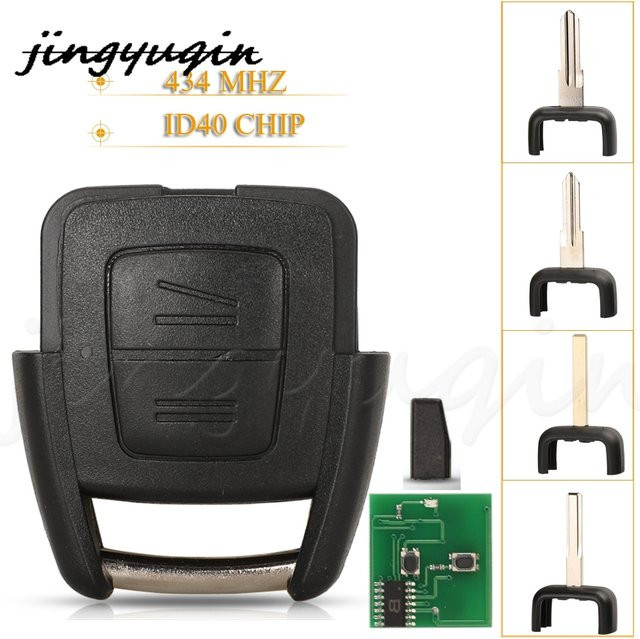 Jingyuqin Auto-Fernbedienungsschlüssel mit 2 Tasten, 434 MHz und ID40 Chip für Opel Zafira Astra G A Fod 93176615, Schwarz - Bild 1