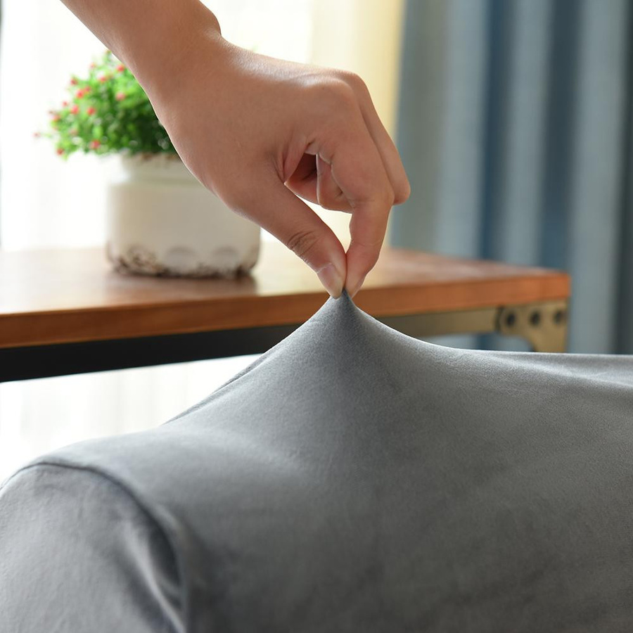 2er-Set Stretch-Samt Armlehnenbezüge für Sofas und Hocker in Kamelfarben - Bild 2