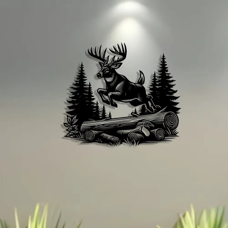 CIFBUY Wandkunst aus Metall mit fliegendem Hirsch in Schwarz als dekorative Eisen-Wanddekoration - Bild 3