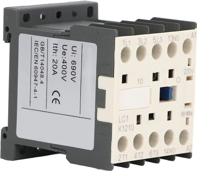 Hochempfindlicher AC-Schütz für industrielle Anwendungen mit verdickten Silberspitzenkontakten, 220 V, 20 A, Farbe: Grau - Bild 1