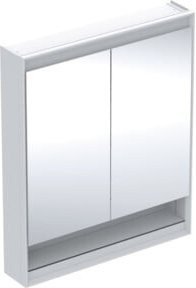 Geberit Spiegelschrank One in Weiß mit 2 Türen, integrierter LED-Beleuchtung und Sensor-Schalter, B/H/T: 75 x 90 x 15 cm - Bild 1