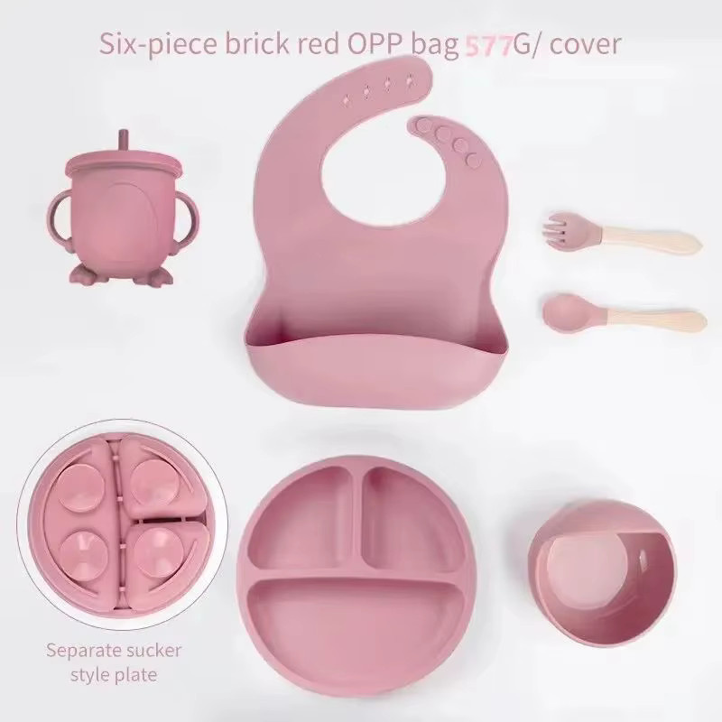 6-teiliges Baby-Geschirr-Set Segel-Motiv in Beige mit Besteck und Futternapf als Essens-Trainingsset für Kinder - Bild 1