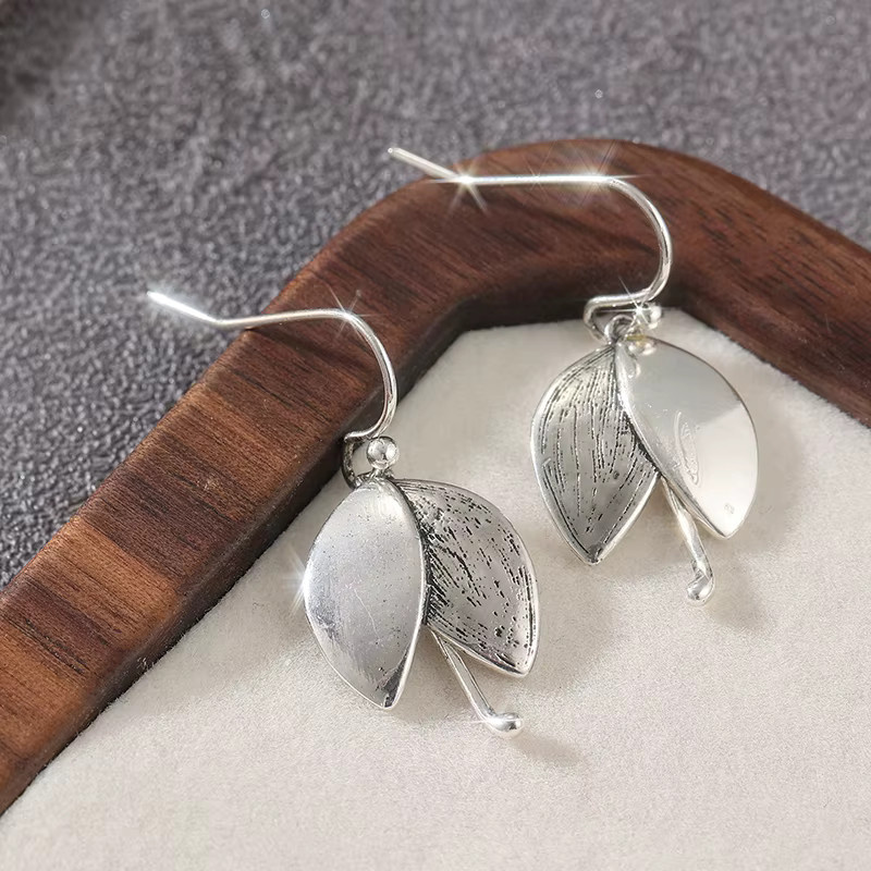 YoYo Ohrringe, silber, Blattform, Haken, Damen - Bild 4